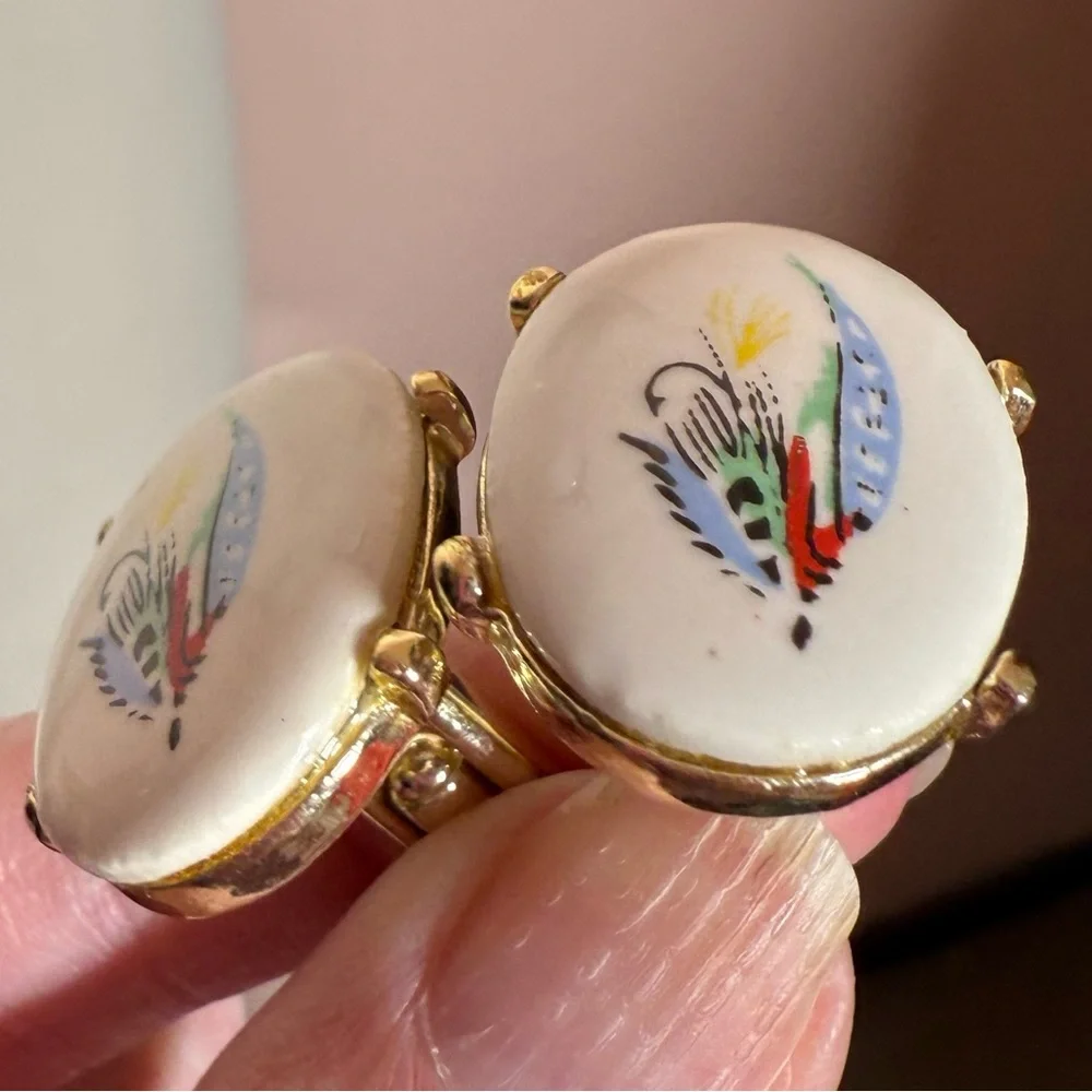 Vintage 1960 70’s MCM Eclectic Grandpa Oversized Fishing Cufflinks